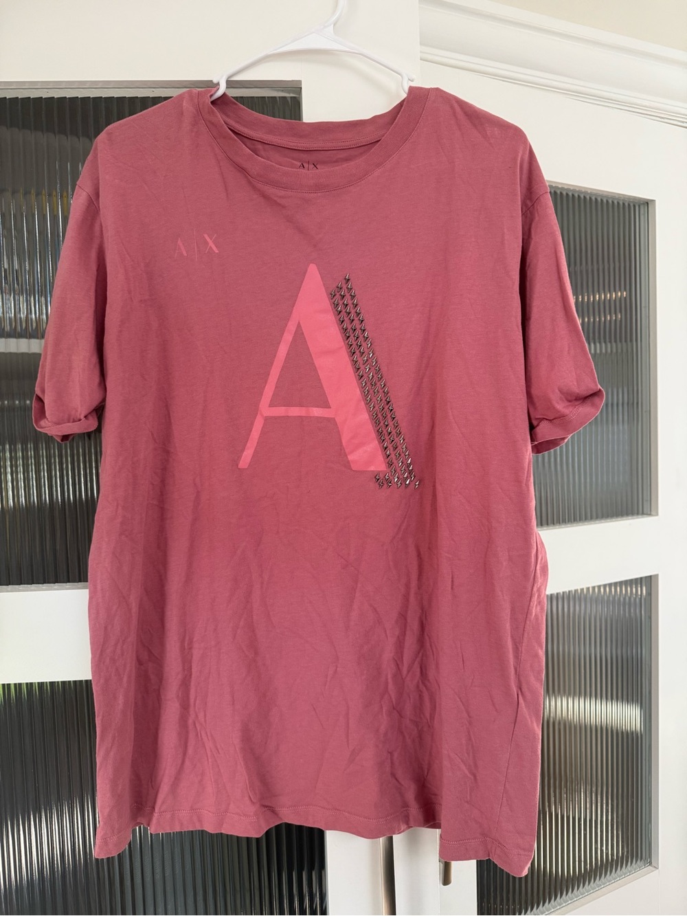 Armani Exchange Women’s Dusty Rose A-Logo Short Sleeve Tee